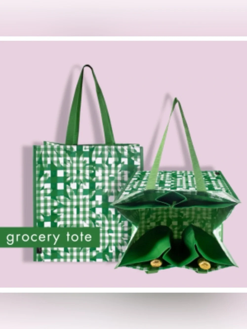 NWT kate spade Green Daisy Gingham Grocery Tote
