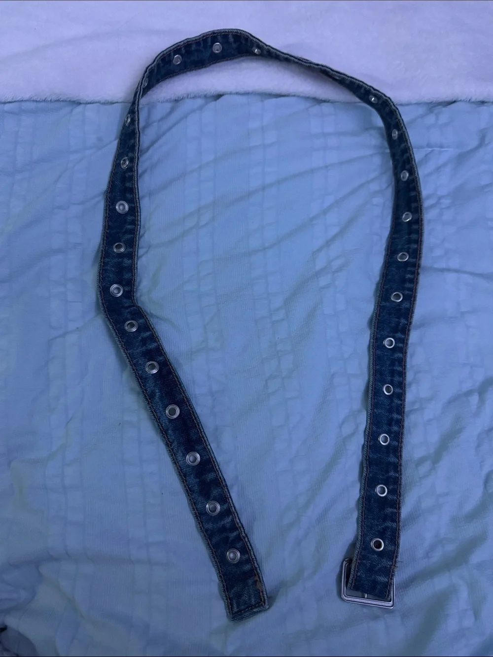 American Eagle Outfitters Denim-Style Grommet Belt in Faded Blue