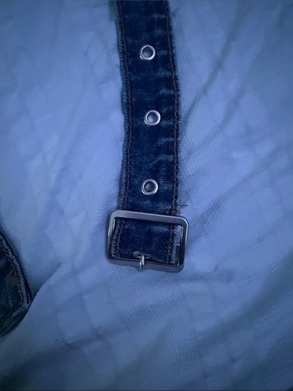 American Eagle Outfitters Denim-Style Grommet Belt in Faded Blue