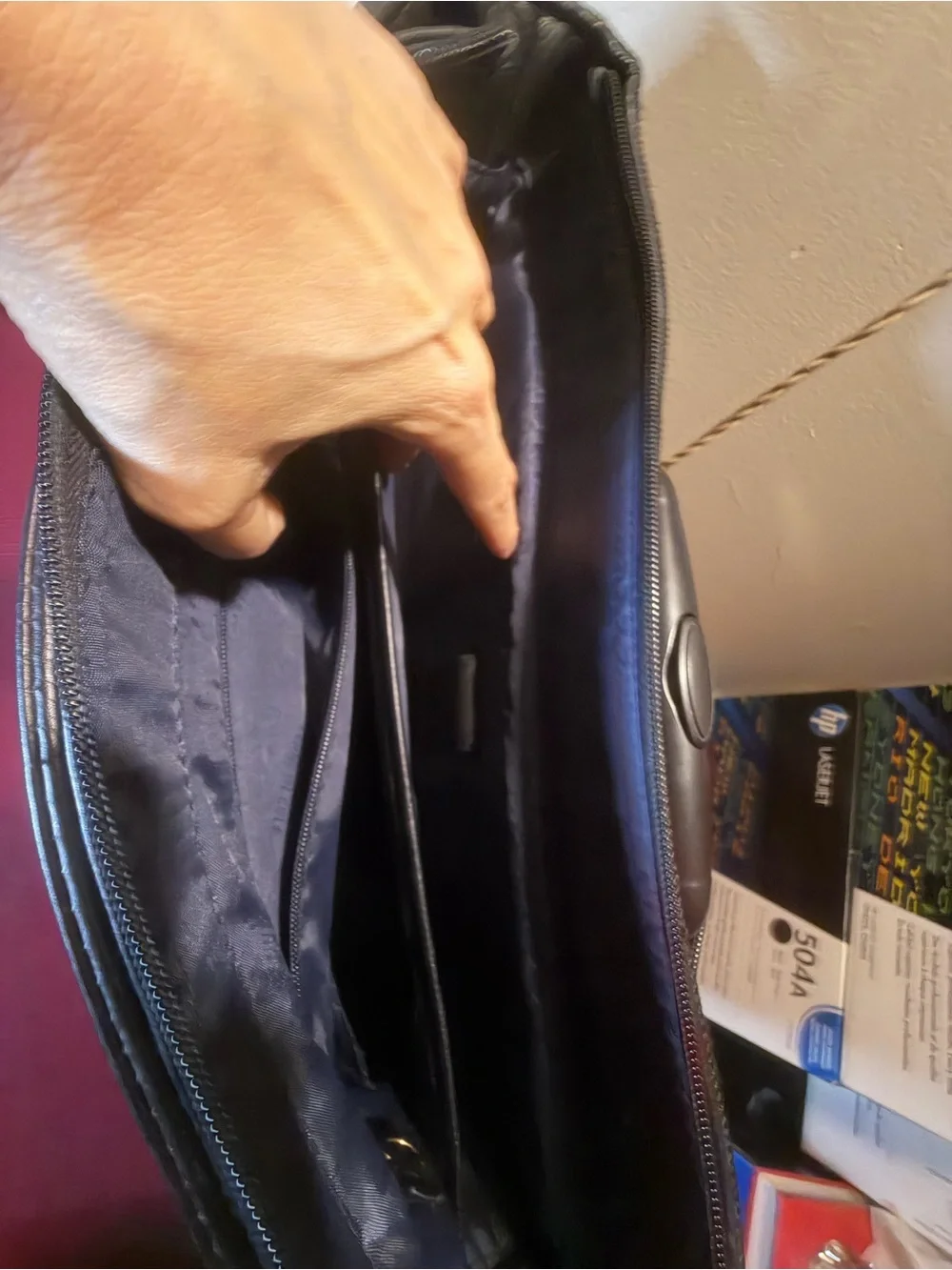 Kenneth Cole Reaction Black Men's Briefcase with Gold Accents