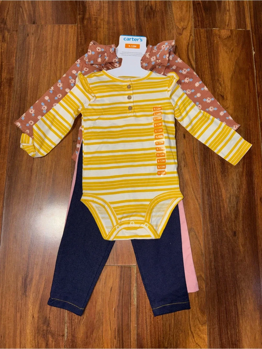 Carter's 4 Piece Matching Long-Sleeve Bodysuit and Pant Set