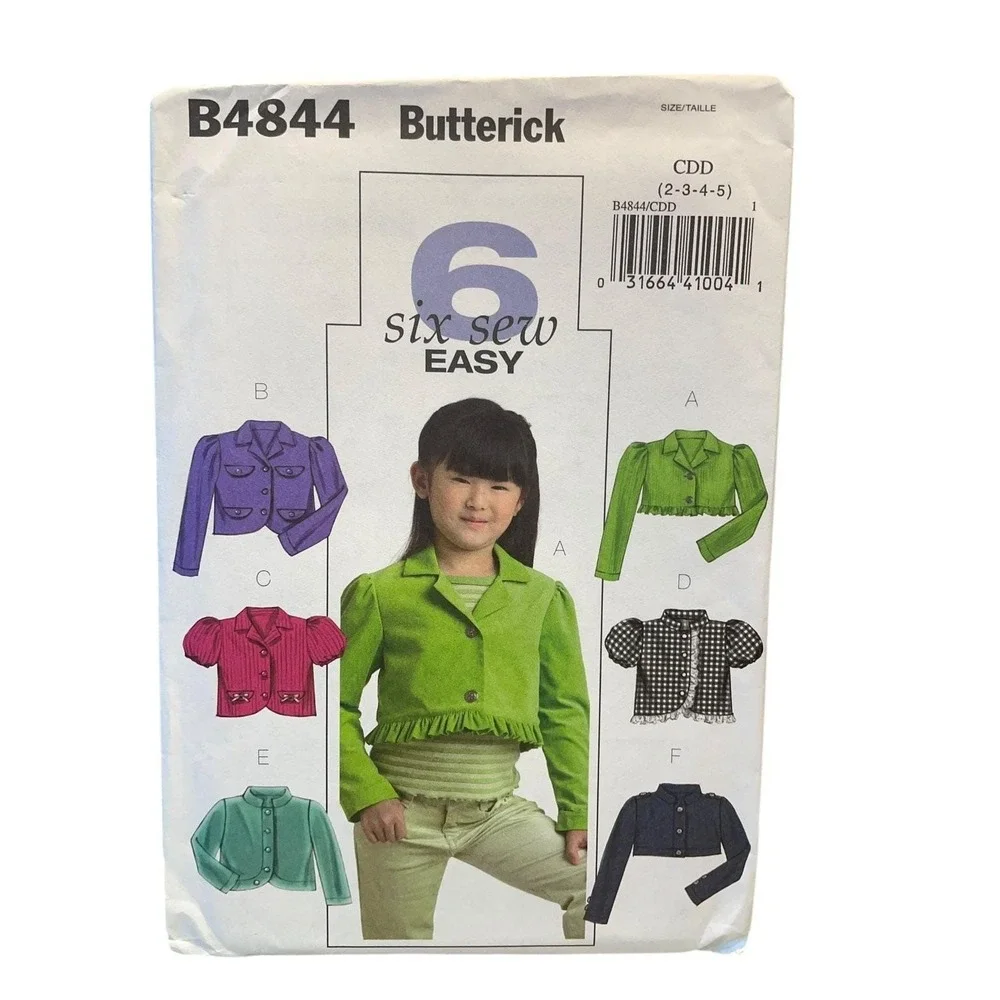 Butterick B4844 Girls Jacket‎ Sewing Pattern Size 2-5 Six Sew Easy