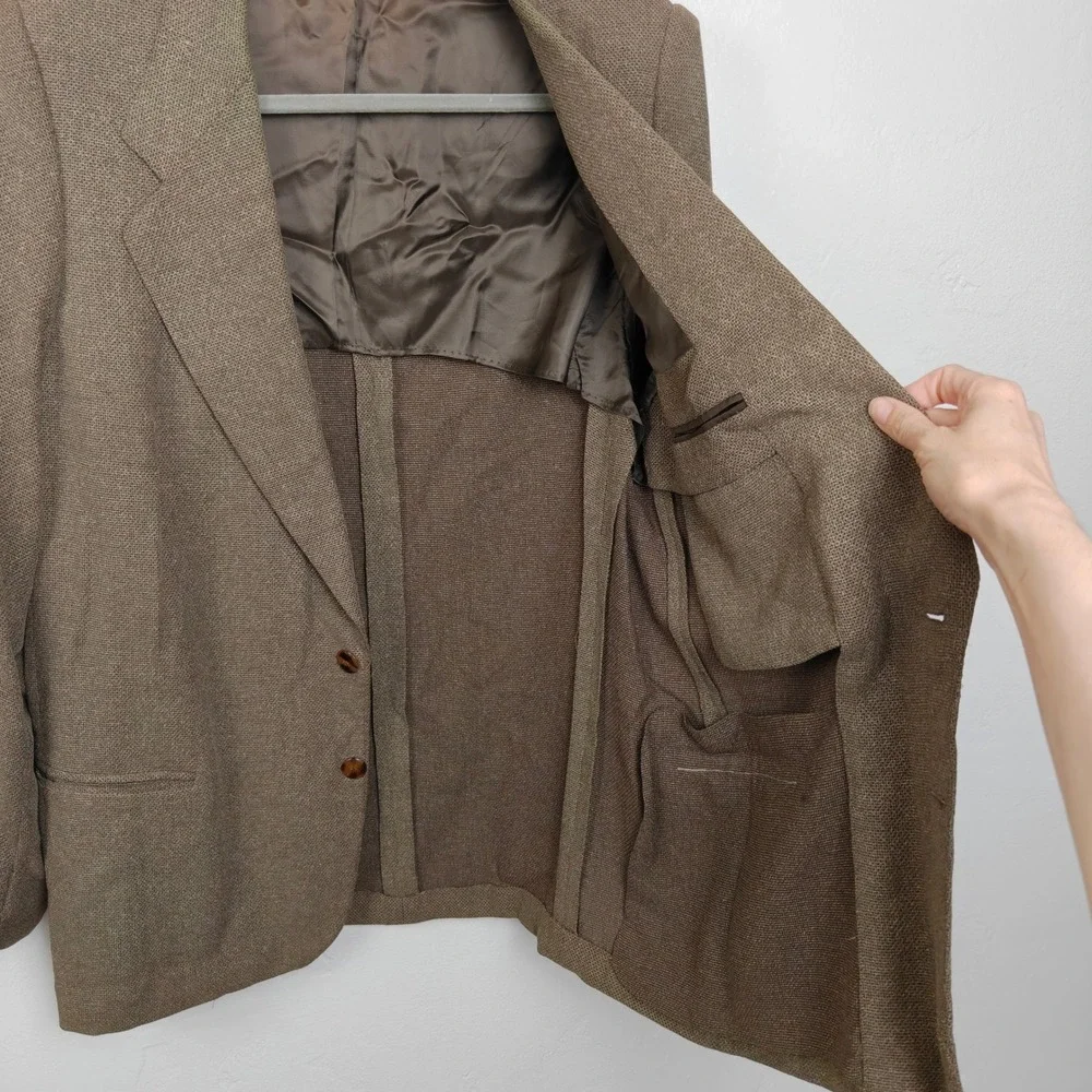 Canali Mens Blazer 50 40 US Brown Silk Wool Two Button Textured Italian Luxury