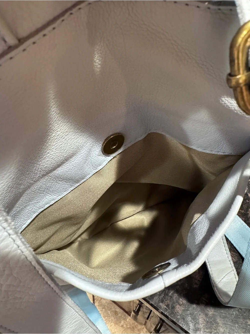 American Leather Light Blue Leather Backpack