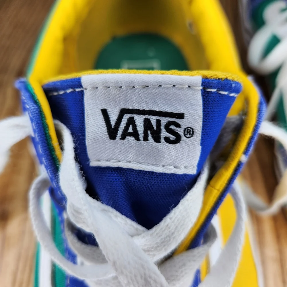 Vans Ward Sneakers Blue Yellow Green Check Color Block Big Kids Size 6‎