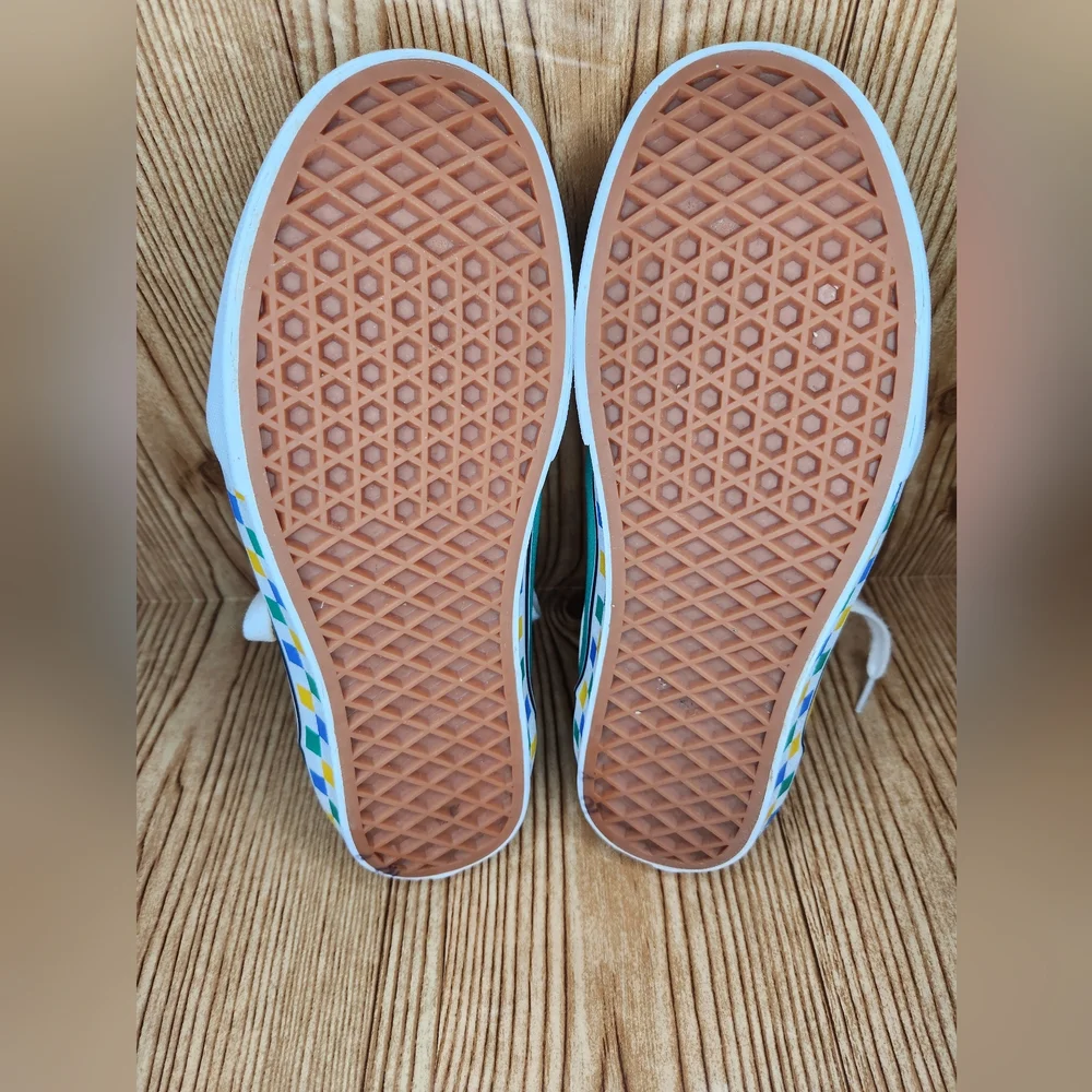 Vans Ward Sneakers Blue Yellow Green Check Color Block Big Kids Size 6‎