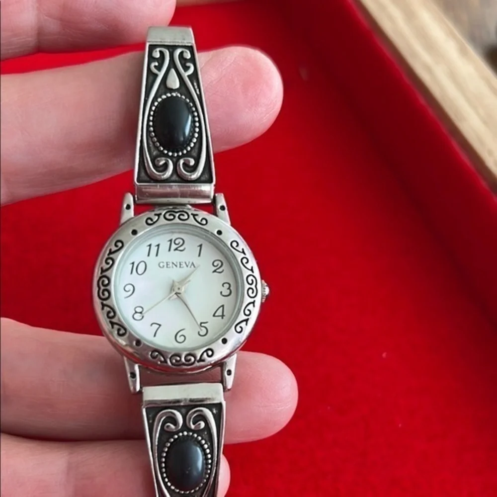 Geneva Silver and Black Watch