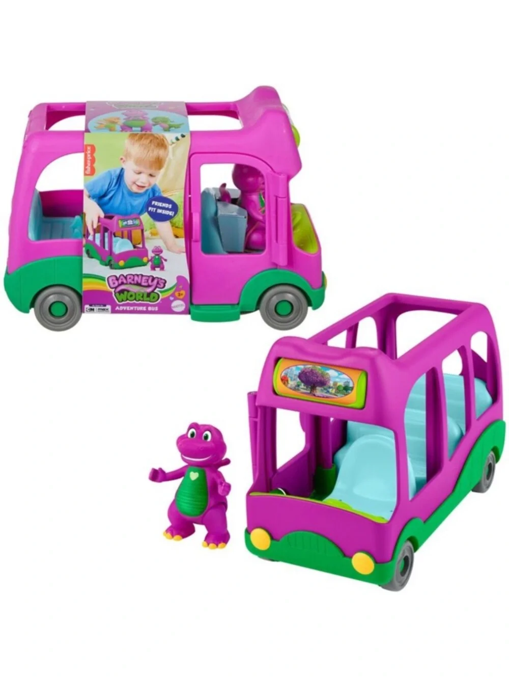 Fisher-Price Barney's World Adventure Bus Push-Along Toy & Barney Figure