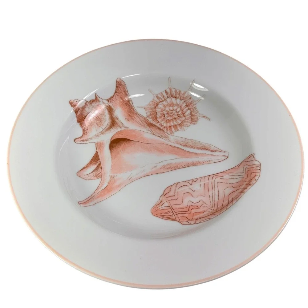 Fitz and Floyd Coquille 9in Rimmed Soup Bowl Conch Shell Vintage 1976 White Cora