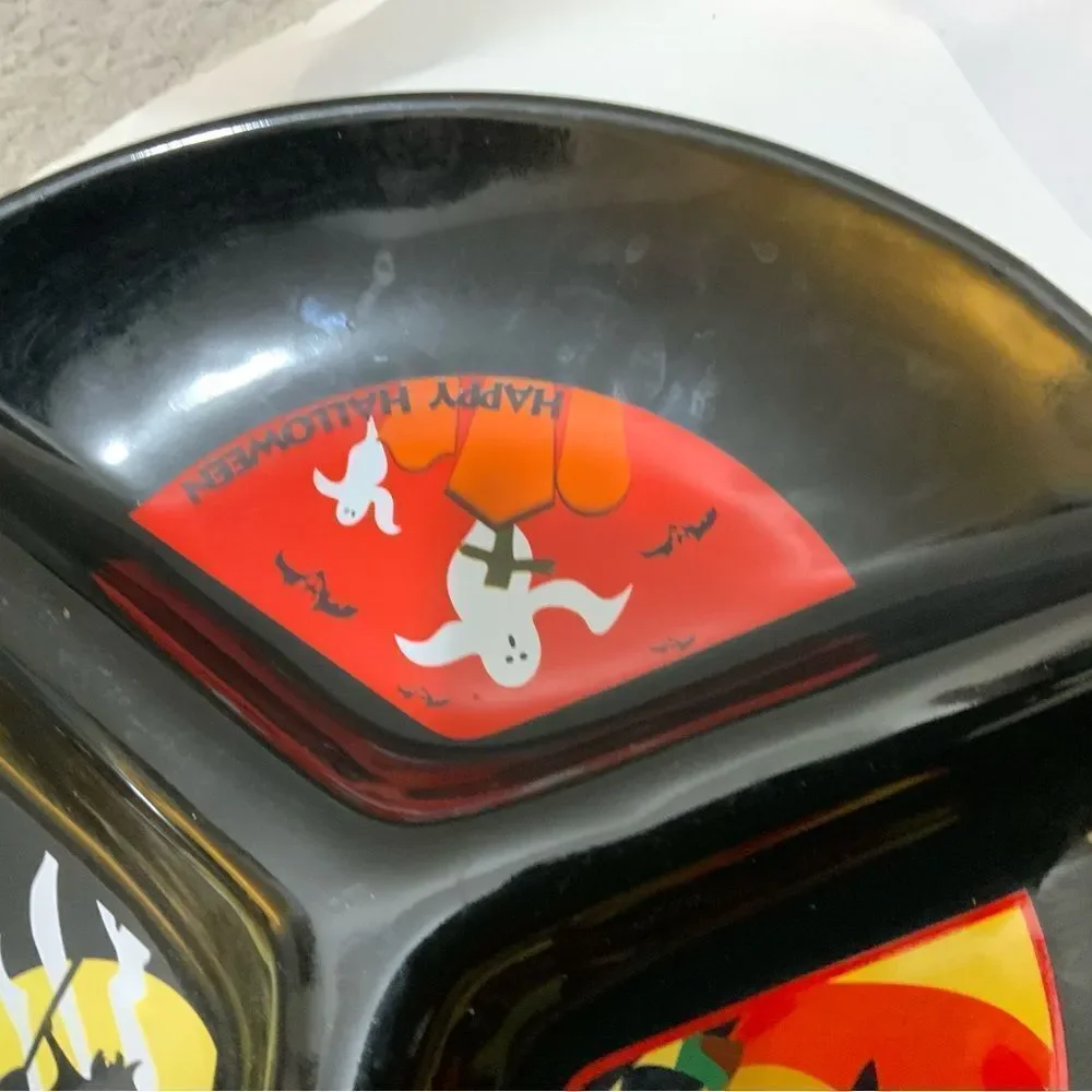 Vintage Target Black Ceramic Divided Halloween Serving Platter