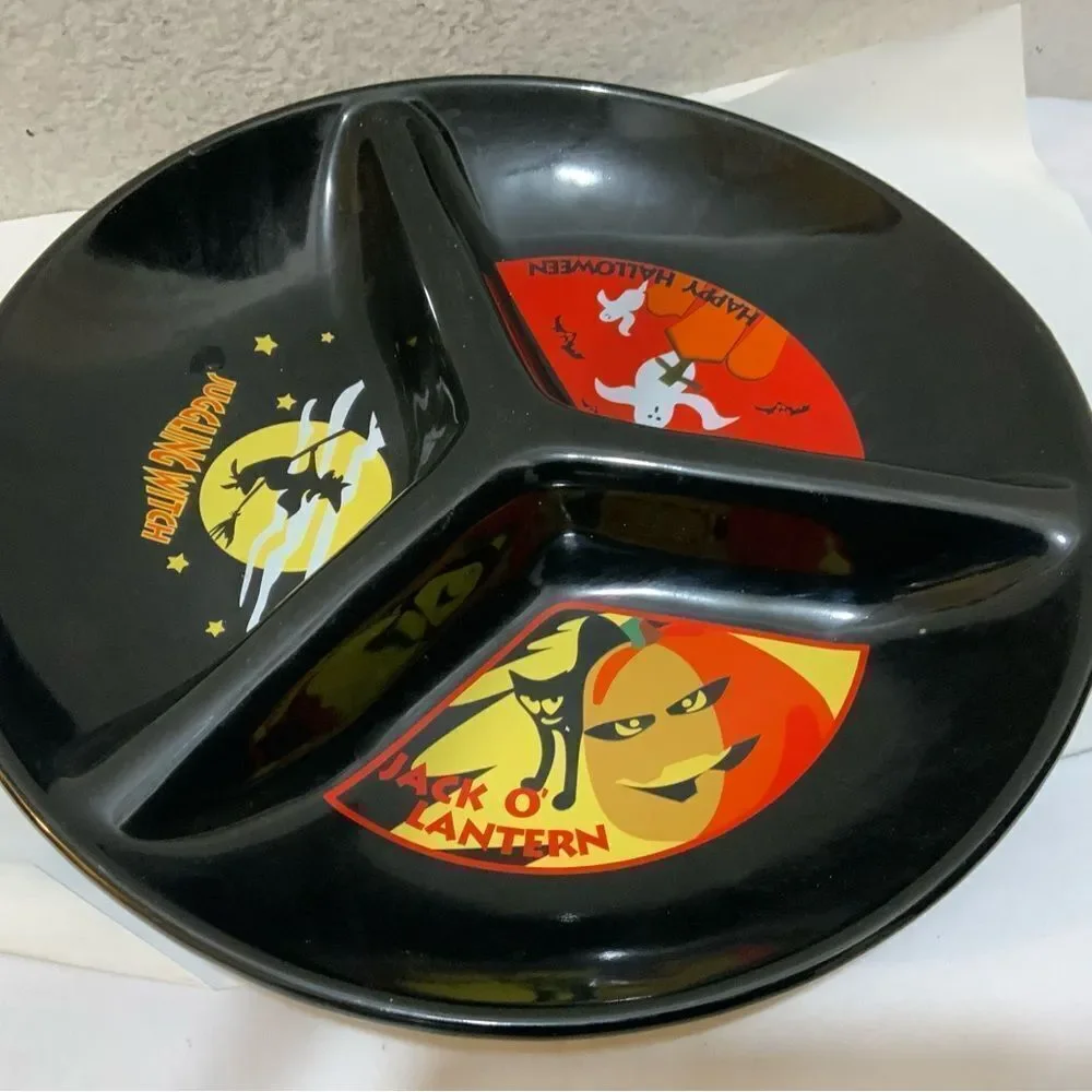 Vintage Target Black Ceramic Divided Halloween Serving Platter