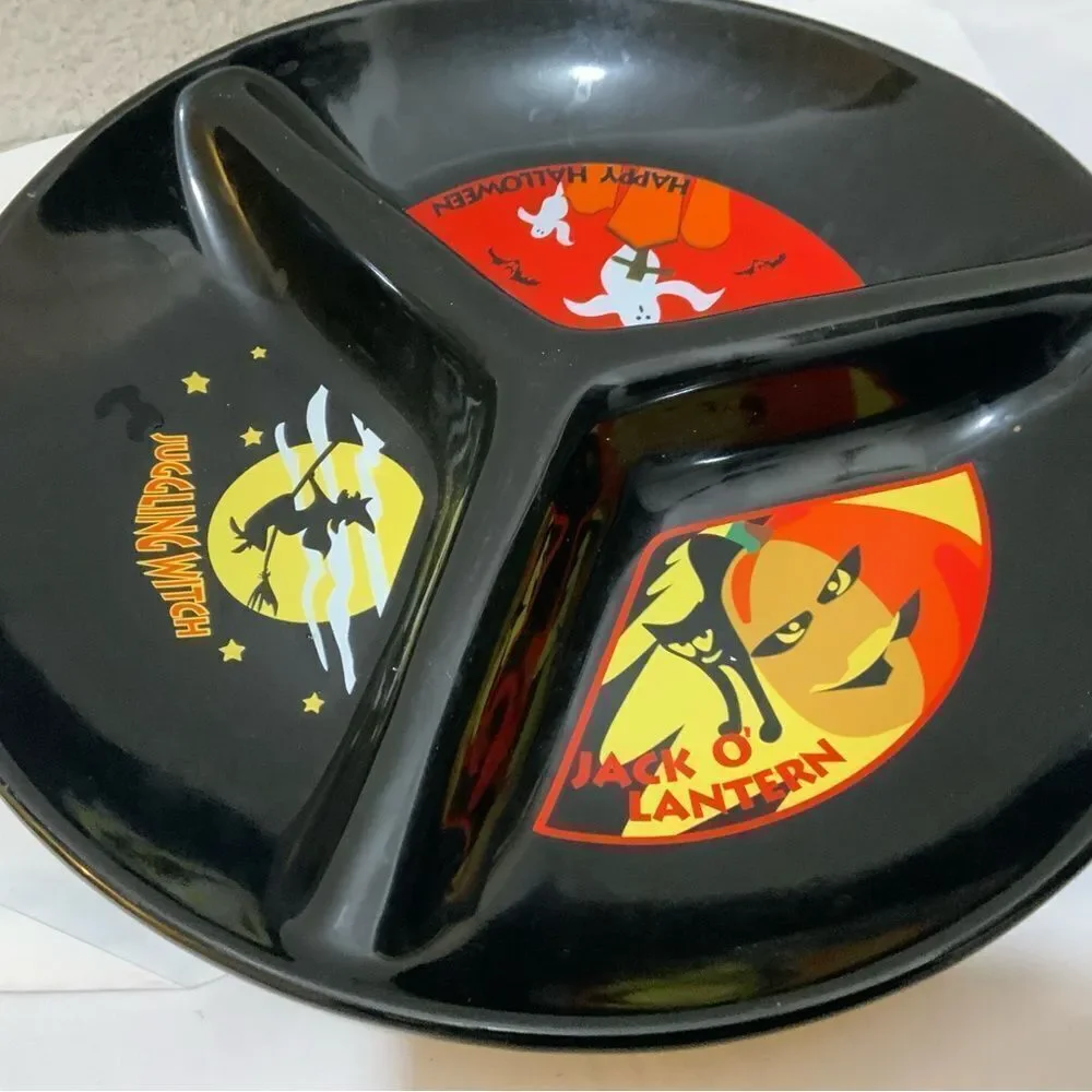 Vintage Target Black Ceramic Divided Halloween Serving Platter