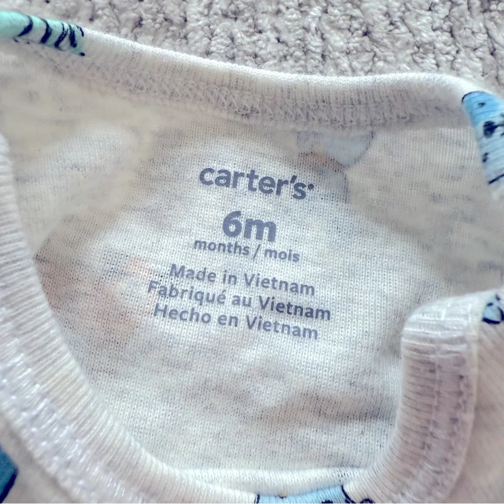 Carter’s 6M Long‎ Sleeve Dog Print Bodysuit 100% Cotton Puppy Whimsical Cute