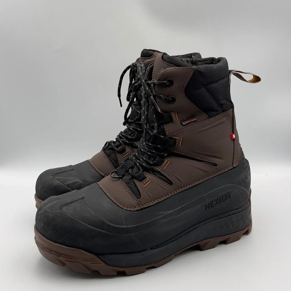 Nexgrip Ice‎ Badland Mens 8 Winter Boots Brown Black 400g Insulated Waterproof