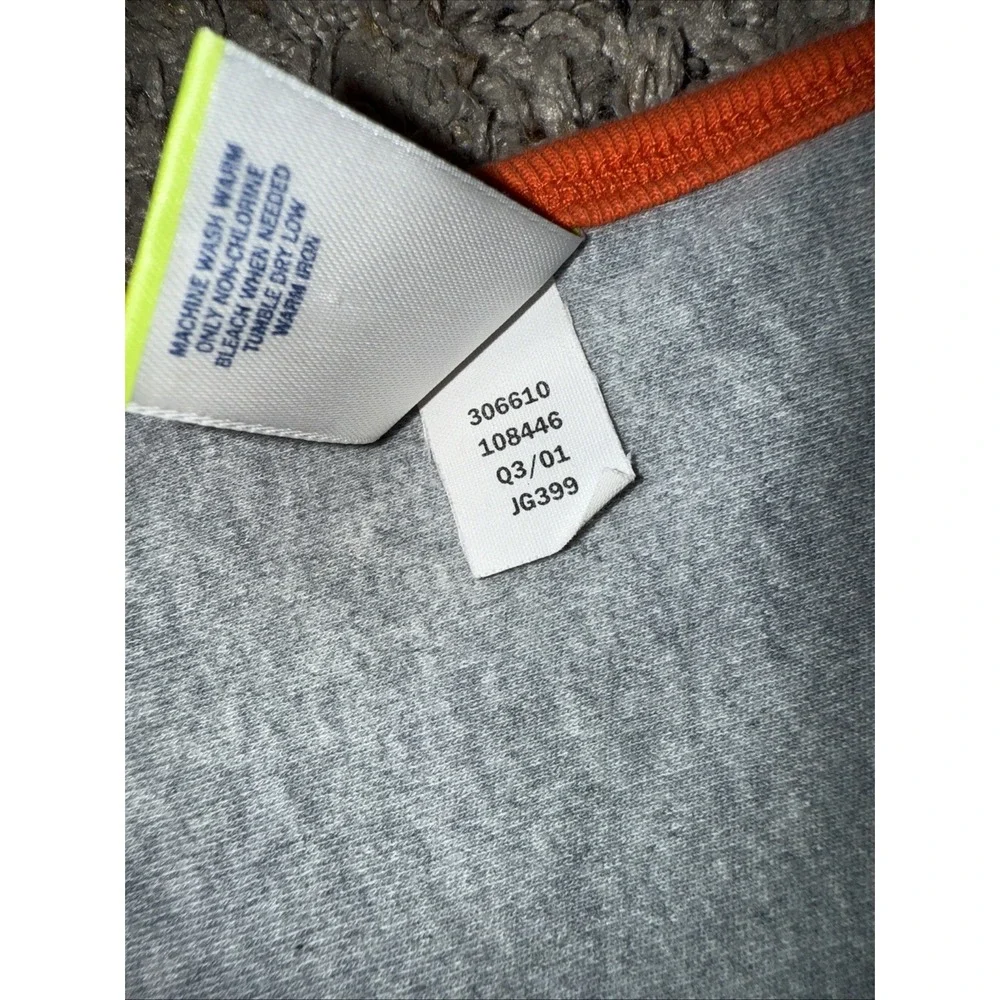 Vintage Old Navy 2001 Striped‎ Baby Blanket Orange Gray 36x32