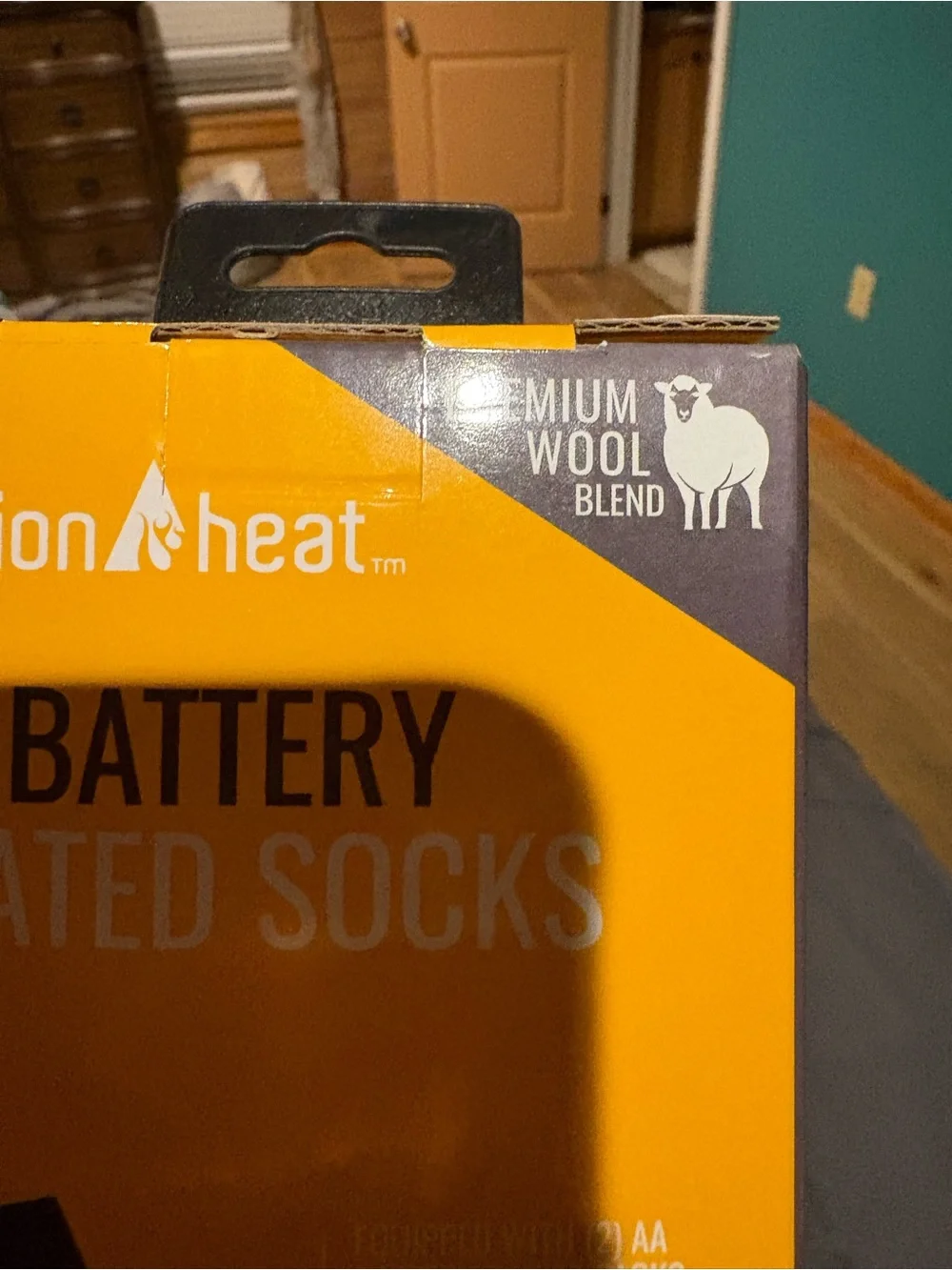 AA Battery Heated Socks - Black with Orange Accents. UNISEX S/M