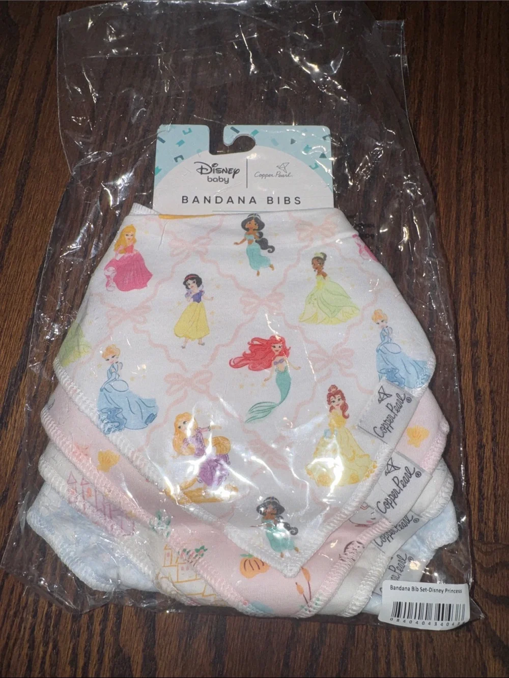 Copper Pearl Disney Baby Princess Bandana Bibs - set of 4 NWT