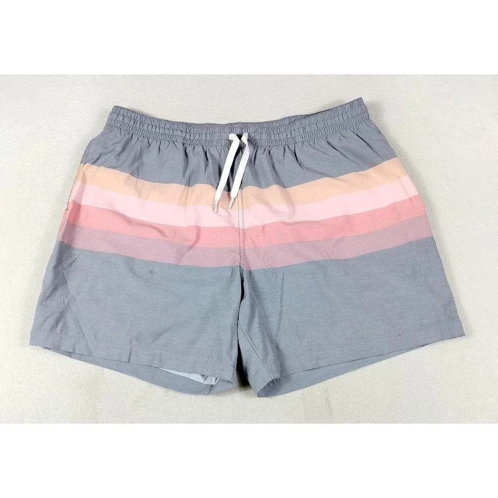 Chubbies Swim Trunks Shorts Mens 2XL Gray Pastel‎ Stripe 5.5 Inseam Drawstring