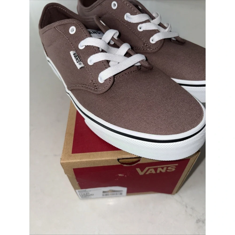 Vans Atwood Deep Taupe Brown Canvas Low Top‎ Boy's 7 Skate Shoes 7Y / 8.5 Womens