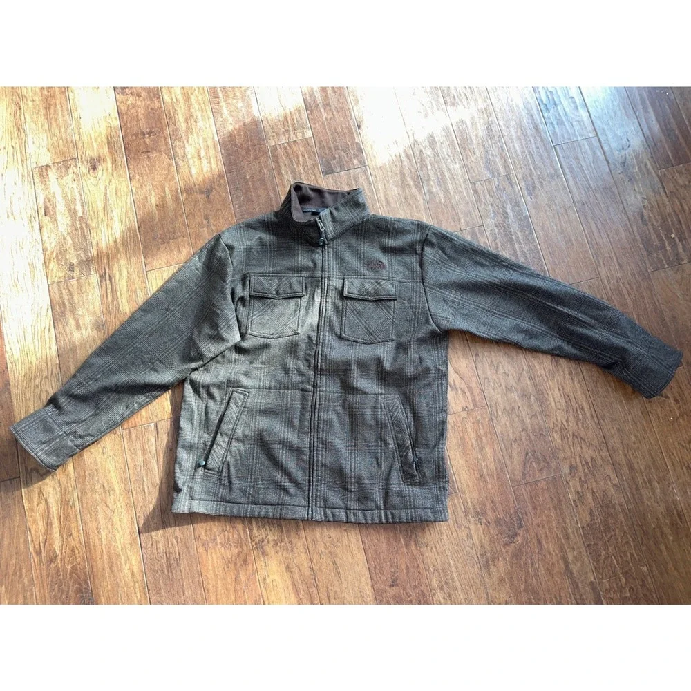 The North Face Plaid Fleece Full Zip Jacket Men's‎ XXL Vintage Tweed