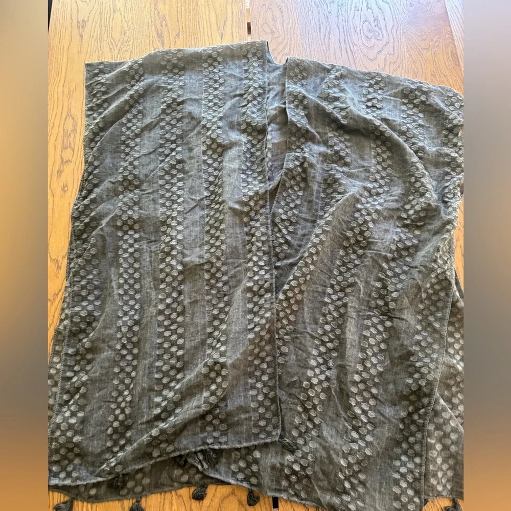 Chic Gray Polka Dot sheer shawl or cover up‎ Beach Resort wear