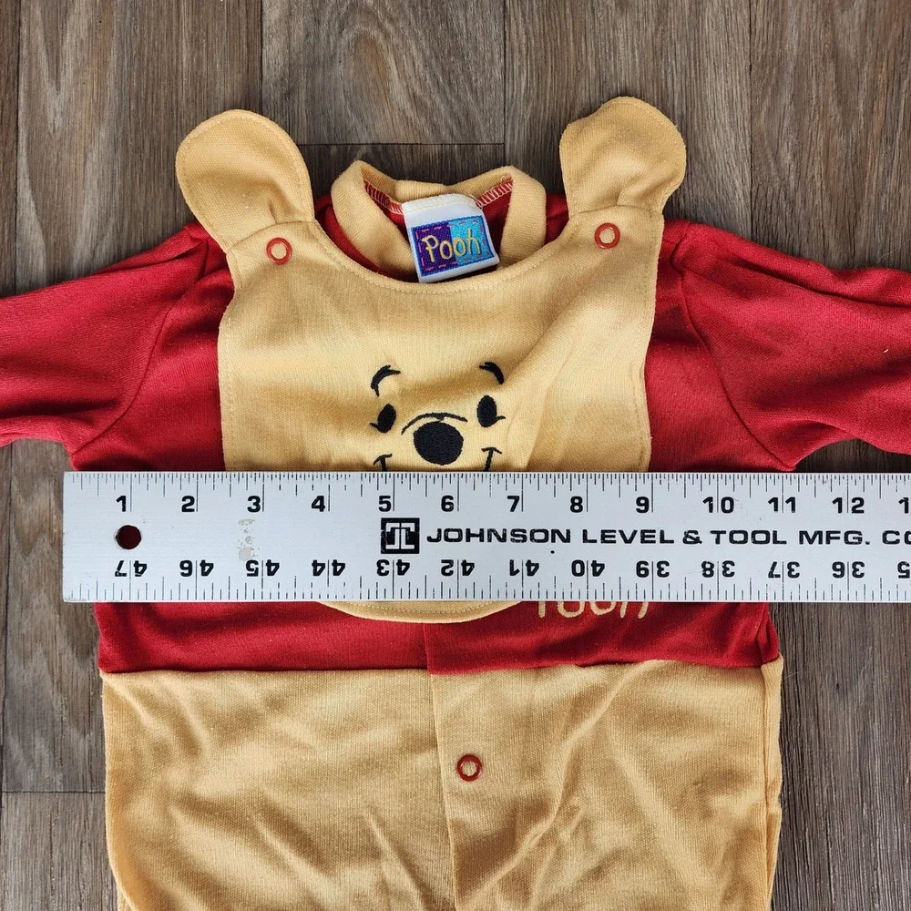 Disney Winnie the Pooh Vintage‎ Footed Sleeper Bib 6-9 Months Red Yellow
