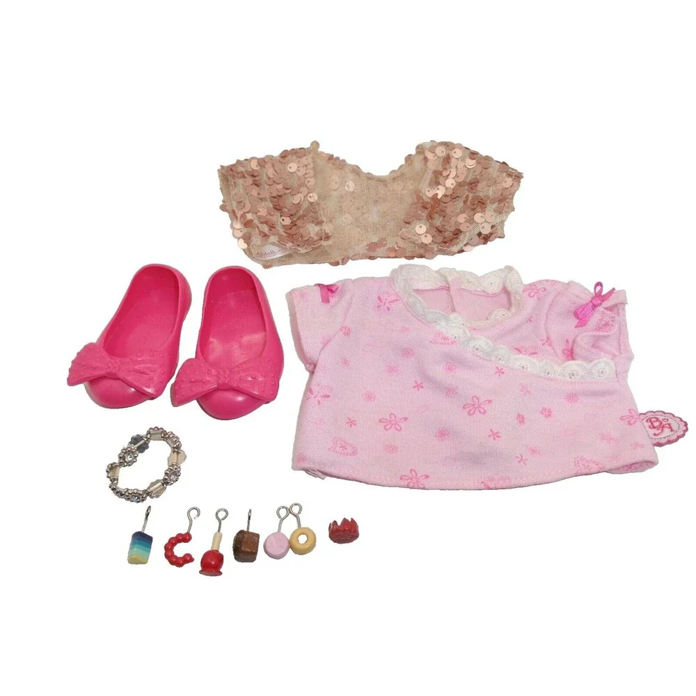 Our Generation & BA Pink Shoes Sequin Shrug Pink Top & Bracelet Lot for 18