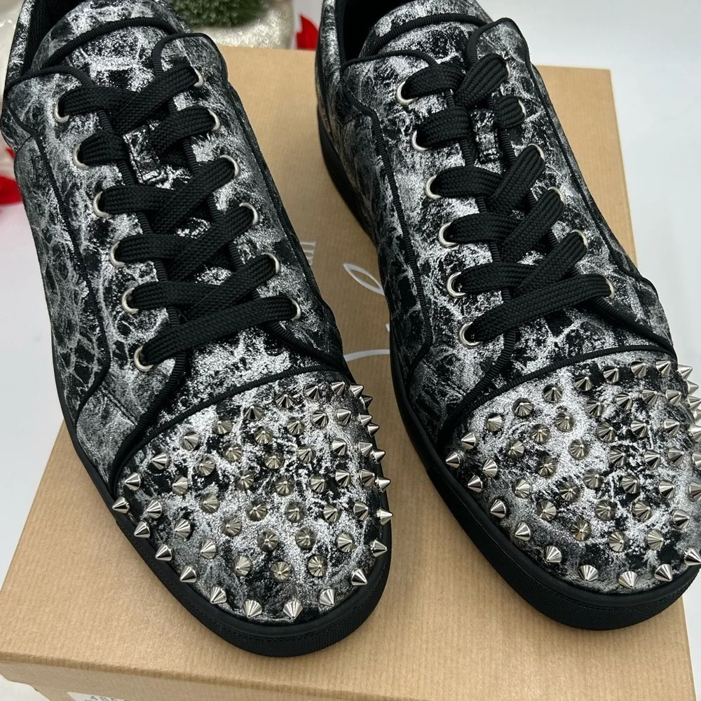 Men's Christian Louboutin, Louis Jr, orloto storm print Leather sneakers size 45