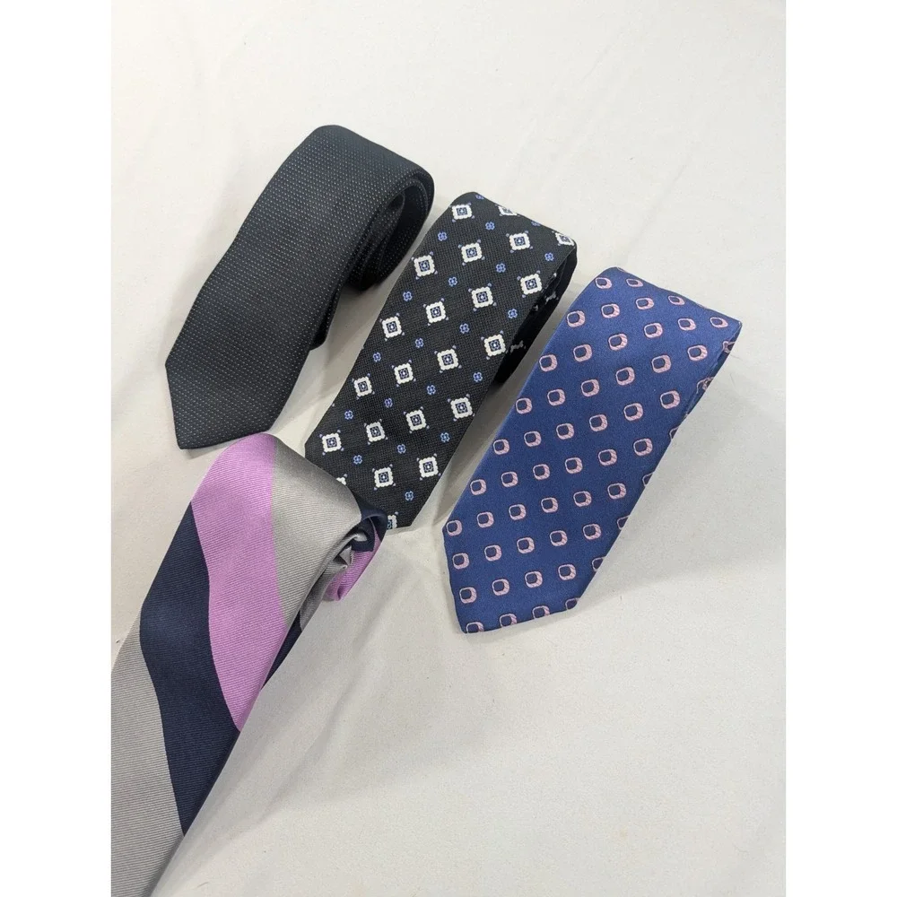 Lot of 4 (1 New) DION Collection 100% Italian Silk Necktie CANADA Designer