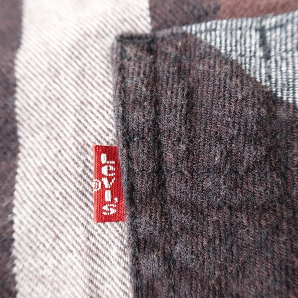Levis Shirt Mens L Red Flannel Long‎ Sleeve Button Up Outdoor Work Wear Preppy