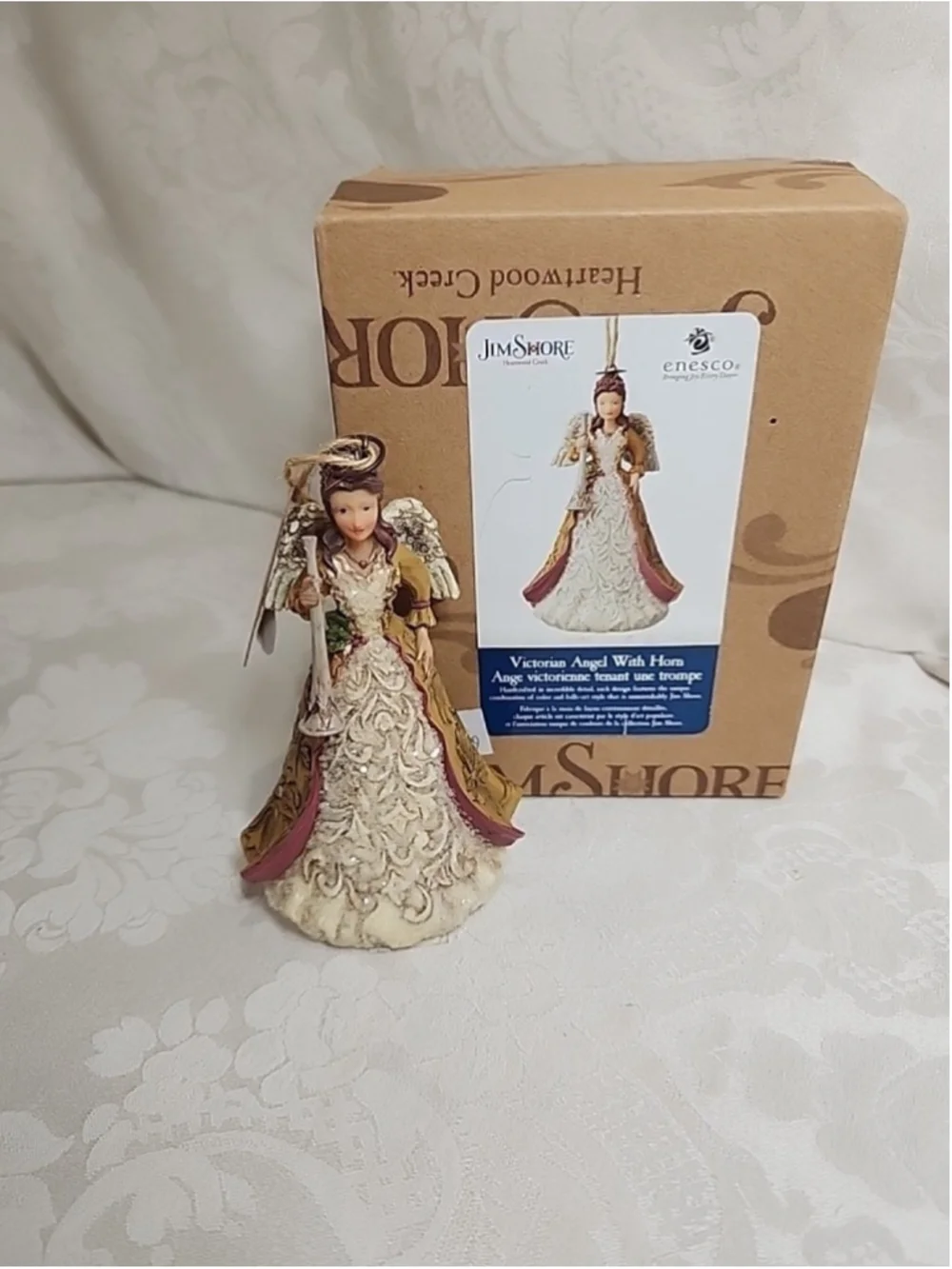 Jim Shore Heartwood Creek Enesco ANGEL With Horn Ornament 2009,NIB ESTATE FIND