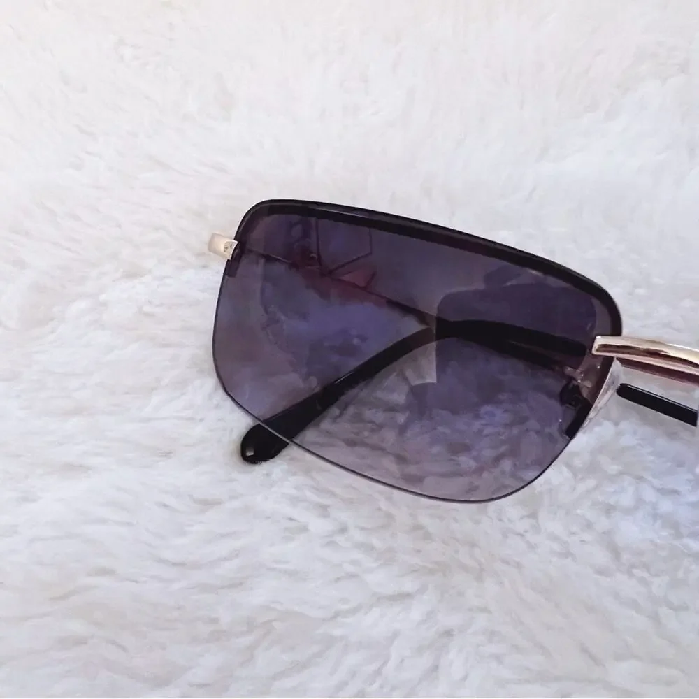Delia Black Rimless Butterfly Accent Sunglasses