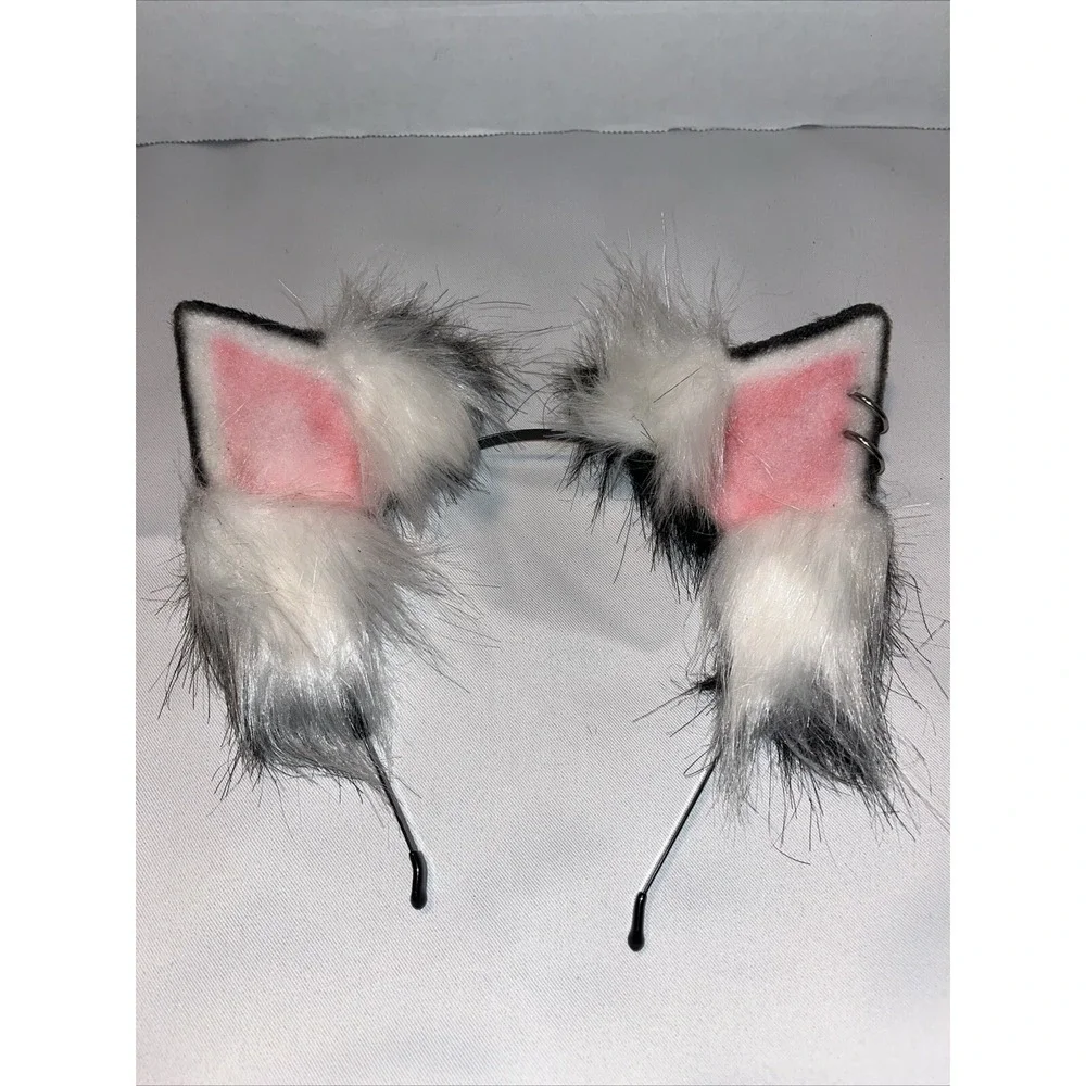 Handmade Faux Fur Wolf/ Fox Ears Headband Realistic Furry Fluffy Animal HairHoop