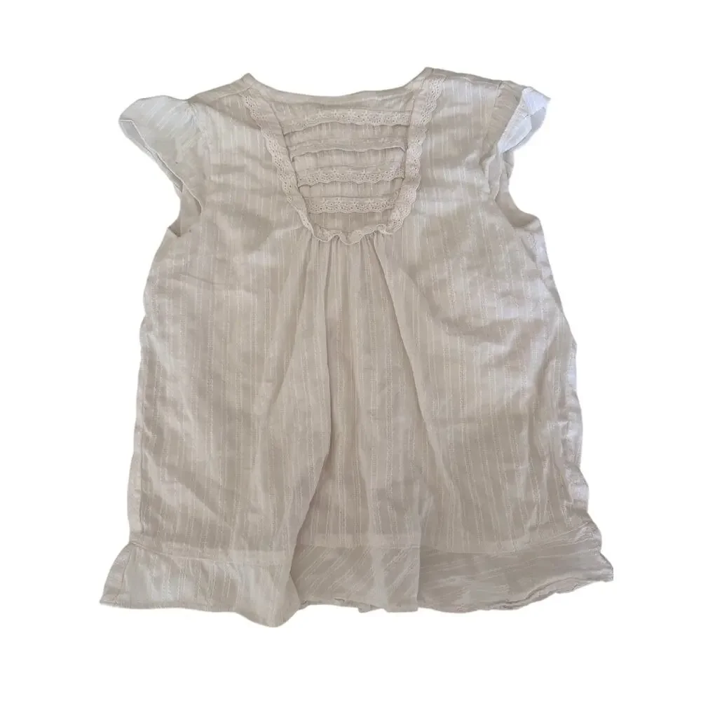 Janie and Jack Girls White Ruffle Tunic Top - Size 6