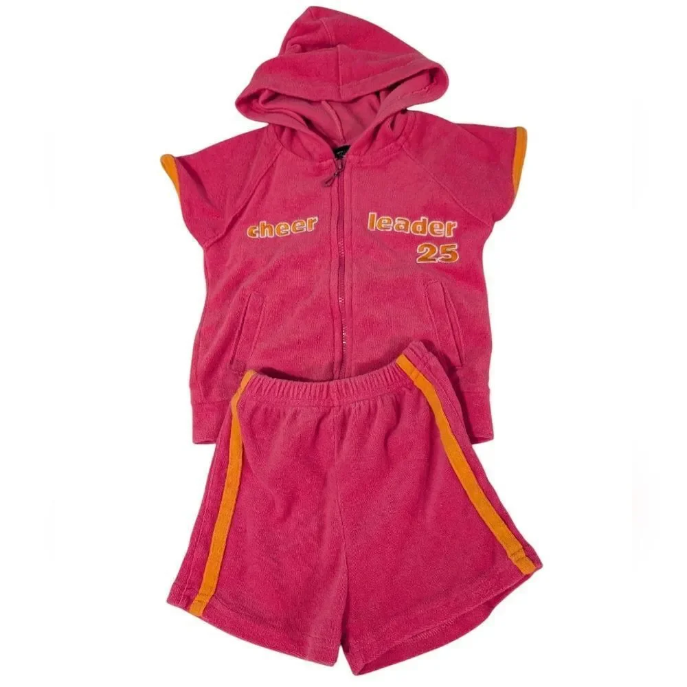 Vintage Y2K Infant‎ Hot Pink Terry Cloth Cheerleader Outfit