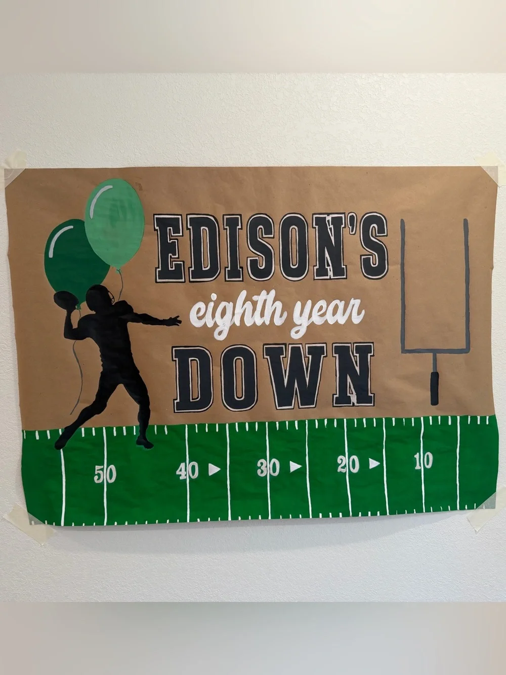 Personalized Football Backdrop Banner - Green and Black