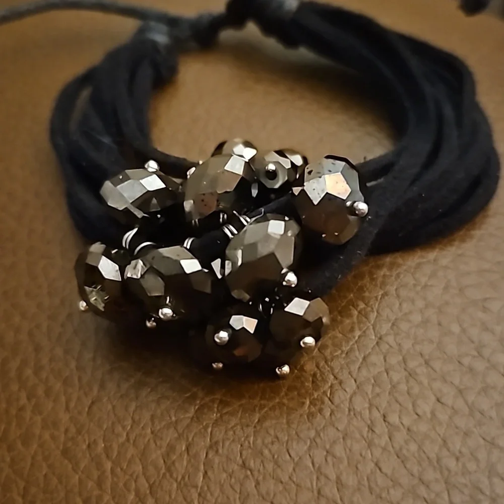 3/$30 Vintage Crystal Beaded Multi-strand Ponytail Holder