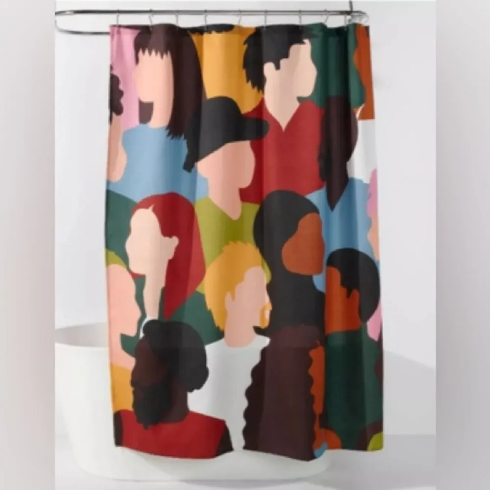Fabric Shower Curtain Multi Colored Ethic People