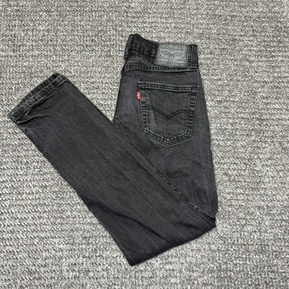 Levis 511 Mens Slim Fit Jeans Size 29x30‎ Faded Black Stretch Denim