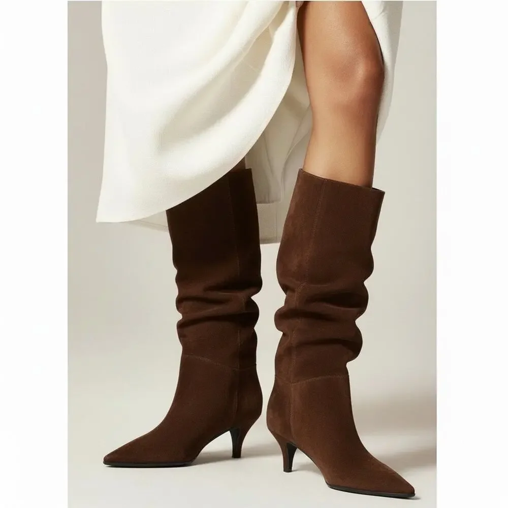 J. Crew Women's Stevie Knee-High Pull-On Boots in Suede Brown Size 10.5 NWOB