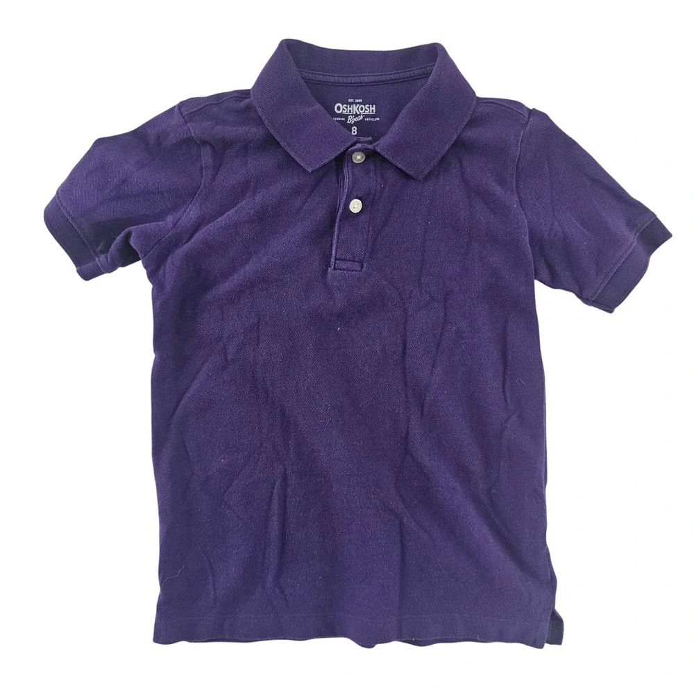 OshKosh B'gosh Boys Purple Short Sleeve Pique Polo Shirt Size 8‎ School Uniform