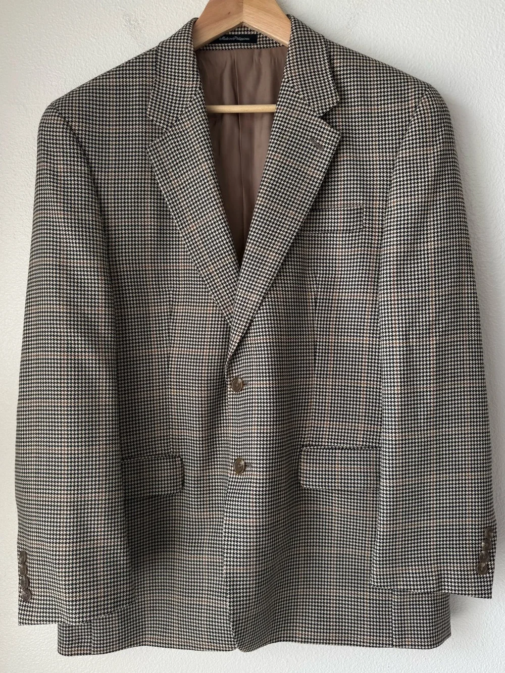 Vintage Lauren Ralph Lauren 42R Houndstooth 100% Wool Blazer Macy's Men's Store