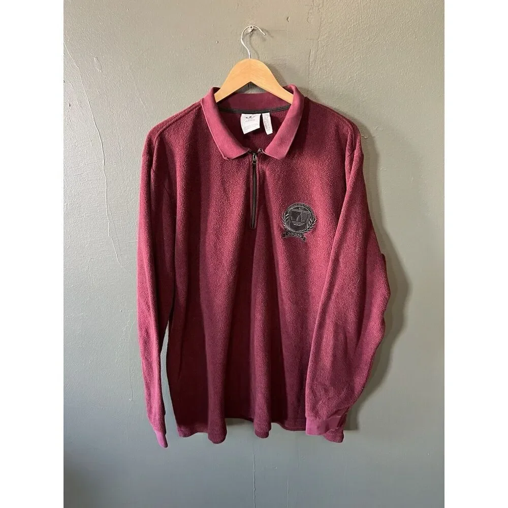 Adidas Mens Red 1/4 Zip Long Sleeve Fleece Pullover Collared Sweatshirt 2XL
