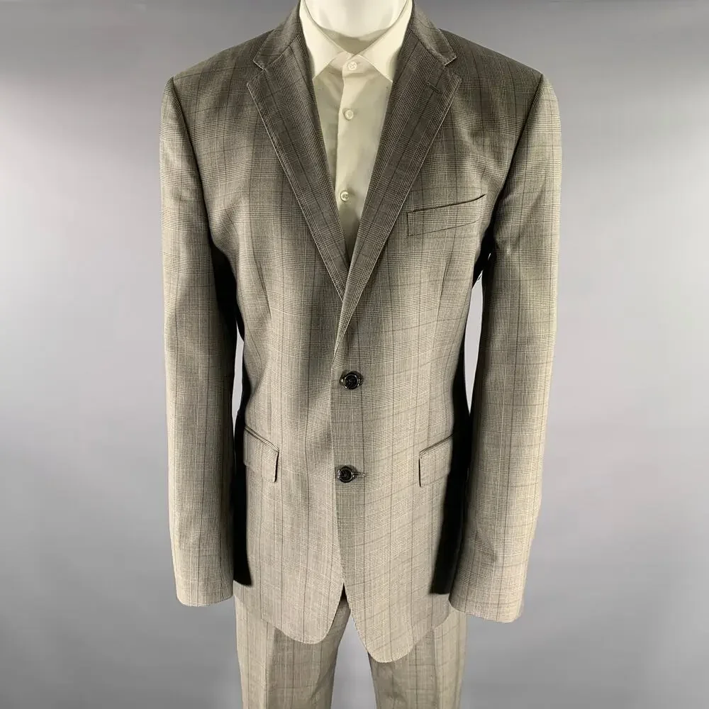 ERMENEGILDO ZEGNA Size 42 Grey Glenn Plaid Wool Blend Suit