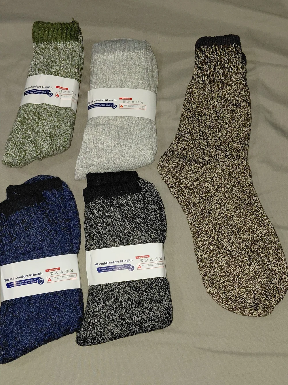 5-Pack Merino Wool Socks - Warm Winter Thermal Socks