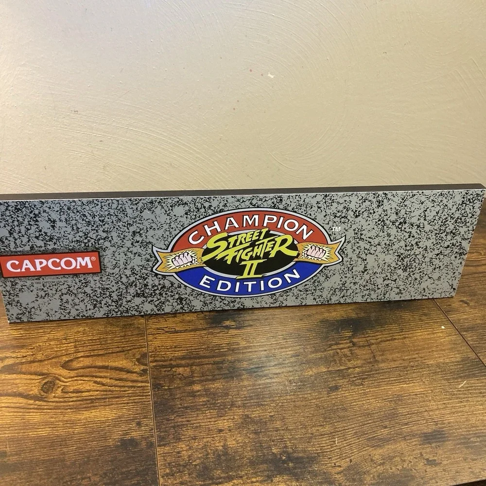 Street Fighter II 2 Champion Wood Mounted Standing Arcade Marquee 17.5x5x2‎