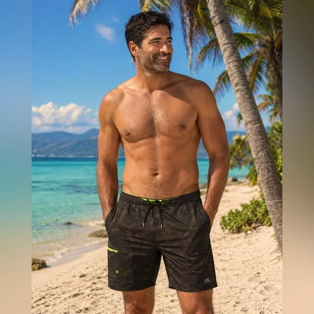 ZeroXposur Mens Black Camo Swim Trunks Size XL