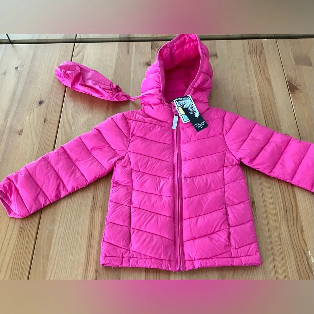 NWT Bob Der Bar Pink Hooded Puffer Jacket Packable Size 3T