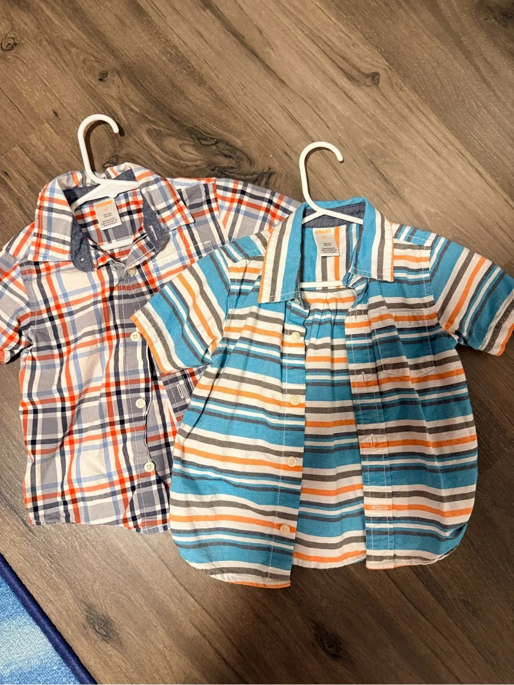 Gymboree Blue, Teal & Orange Striped Short-Sleeve Button-Down Shirt