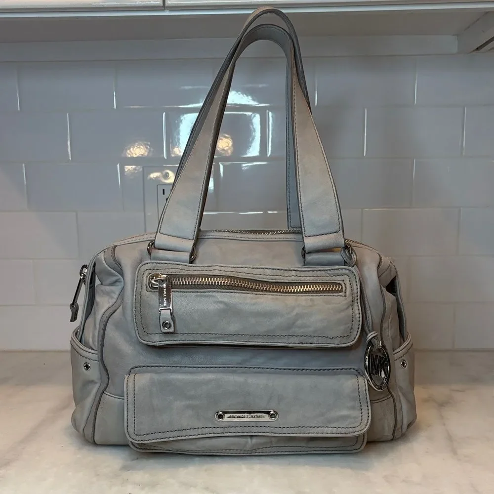 Michael Kors Bag Purse Handbag Leather Chrissi Soft Medium Satchel Shoulder Bag